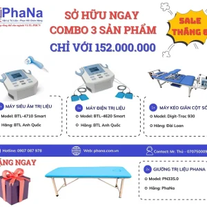 Máy siêu âm + Điện Xung + Kéo giãn + giường bệnh